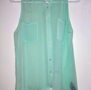 Forever 21 Light Blue Sleeveless Blouse Size L..(22).